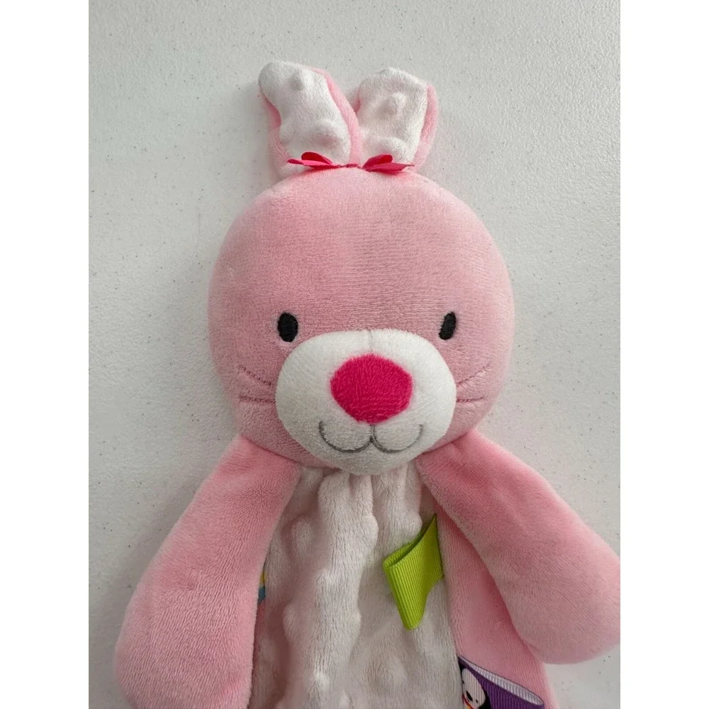 Taggies Pink Bunny Baby Lovey Security Blanket Textured Tags Soft Plush Easter‎